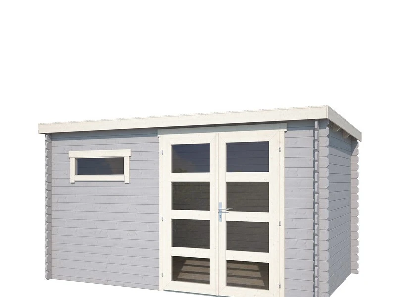 Outdoor Life Blokhut Timian Platinum Grey-Wit 380 x 230 cm - Afbeelding 3